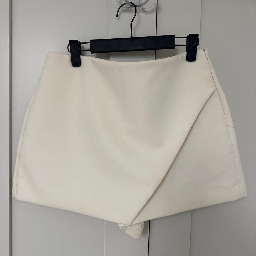 Zara Cream Wrap-Style Skort